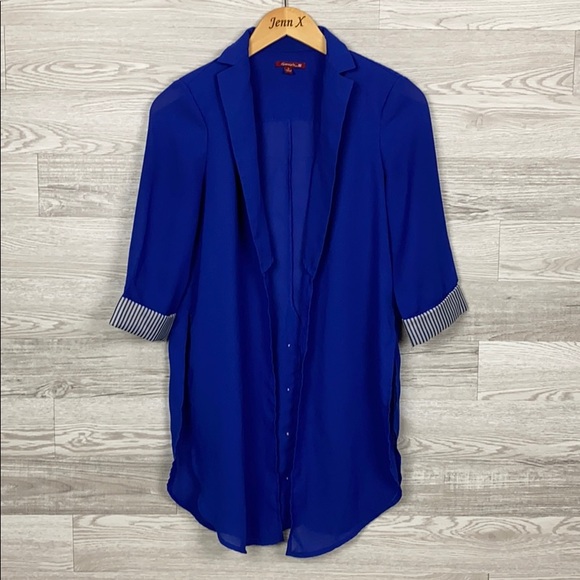 Navy Short Sleeve Blouse - Picture 1 of 8